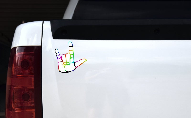StickerTalk Rainbow ASL I Love You Vinyl Sticker, 5 inches by 5 inches - Image 2